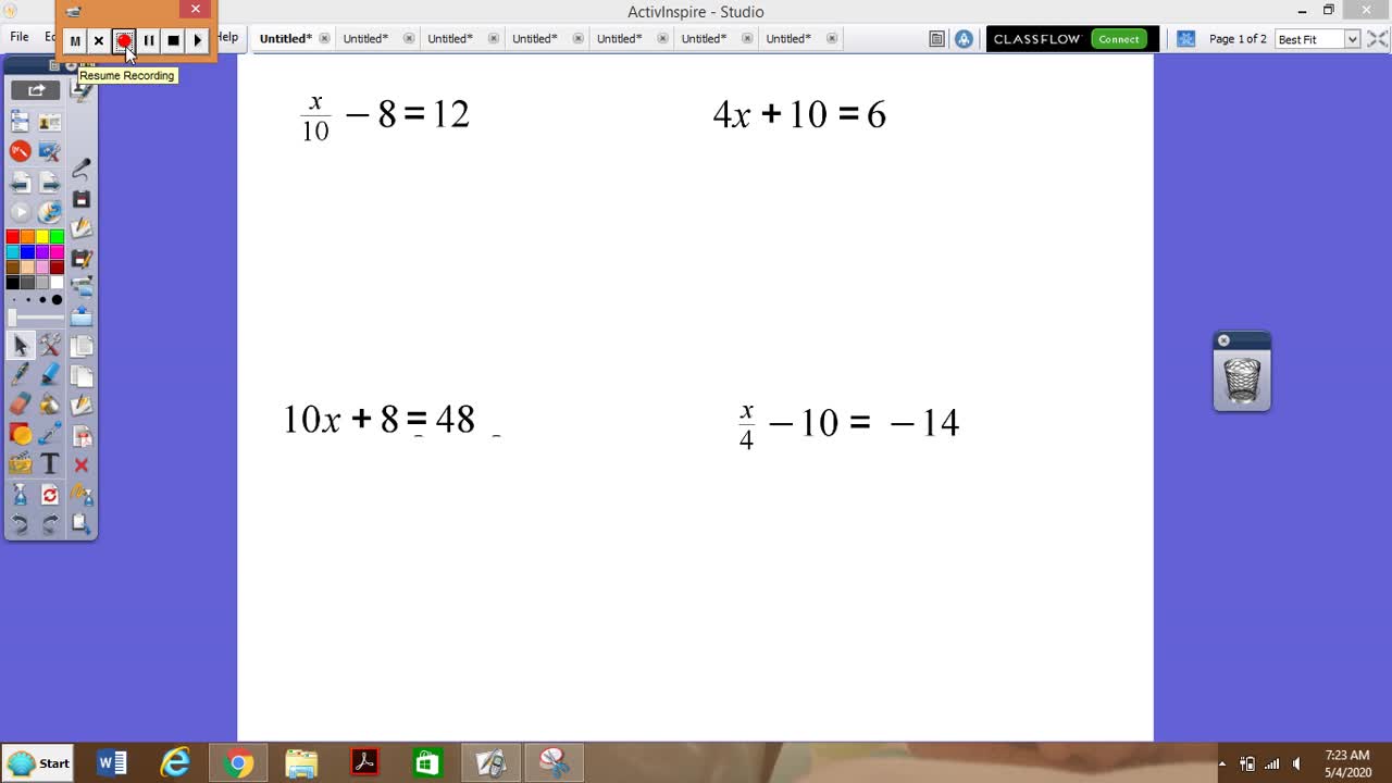 2 step equations (basic)