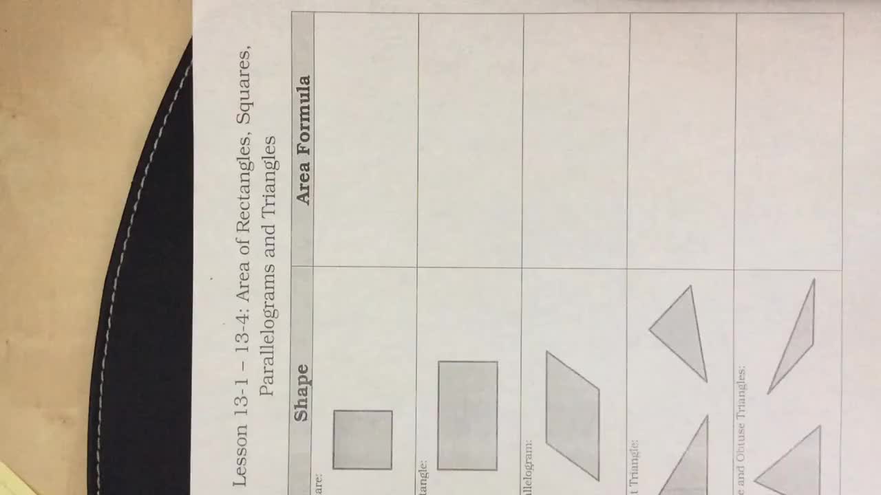 Area Formula Notes