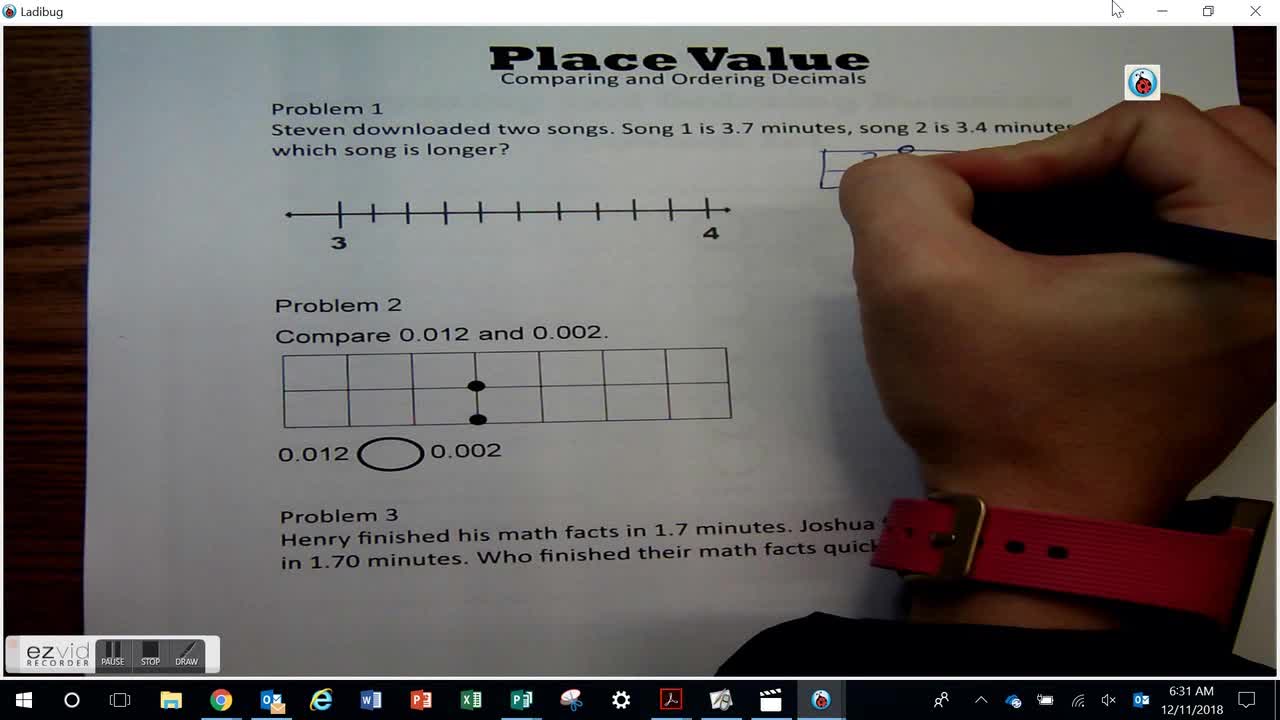 Comparing and Ordering Decimals Day 51