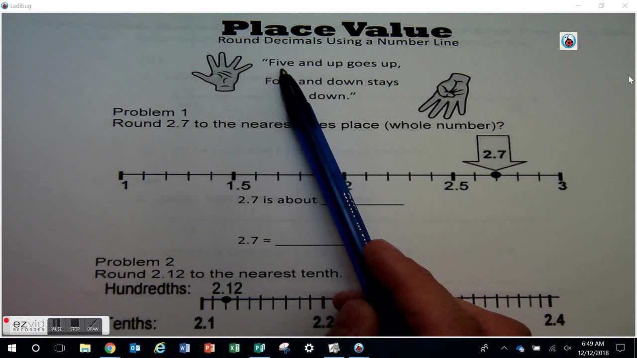 Round Decimals Using a Number Line Day 52