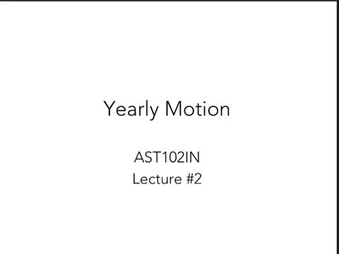 Lecture 2 - Yearly Motions of the Night Sky and Ecliptic