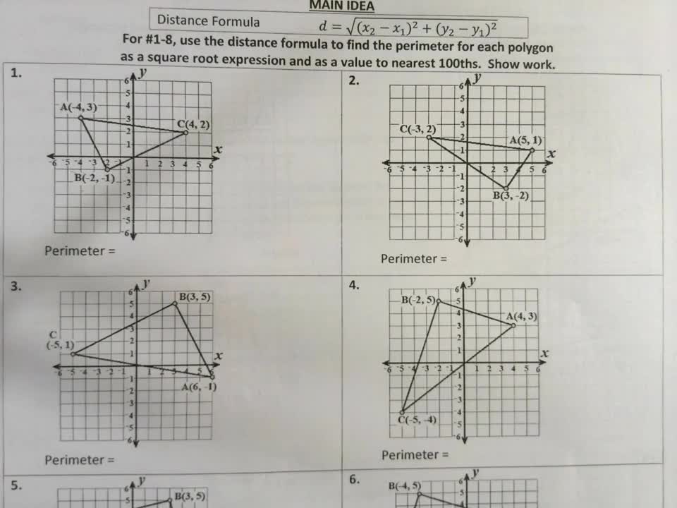 Perimeters and Areas using Distance #1-4 of 16