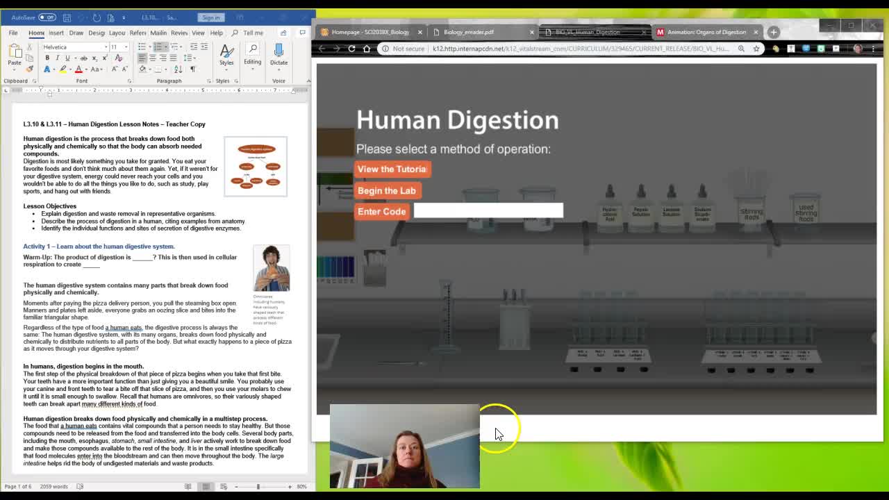 Human Digestion Lab Day 1 Walk-Through