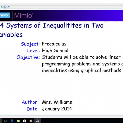 7.4 Systems of Inequalities in Two Variables