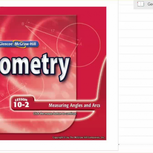 10-2a Geometry:  Central angles, Semicircles, Major Arcs and Minor Arcs