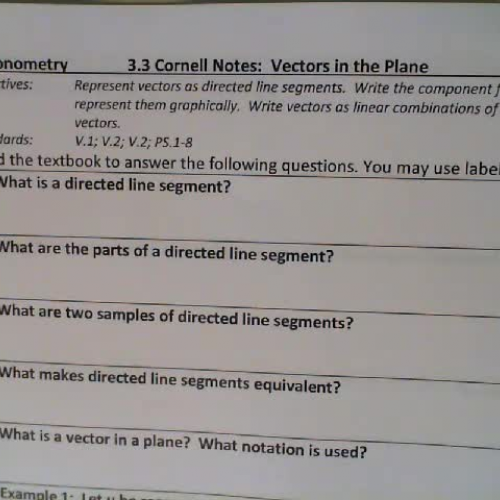 Trig 3.3 Video #1: Vector Vocabulary