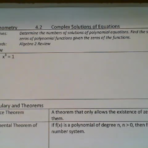 Trig 4.2 Video #1:  Finding Complex Zeros