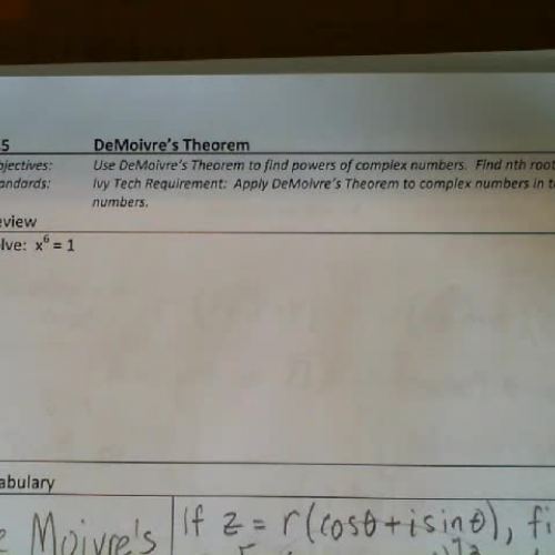 Trig 4.5 Video #2:  Finding roots of complex numbers.